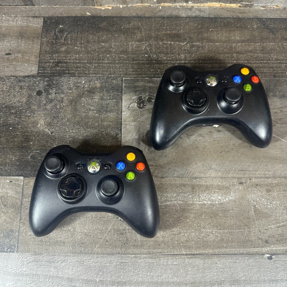 Xbox 360 controller lot Tested And Cleaned 2 Black Controllers